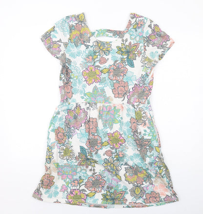 NEXT Womens Multicoloured Floral Cotton Mini Size 12 Round Neck Pullover