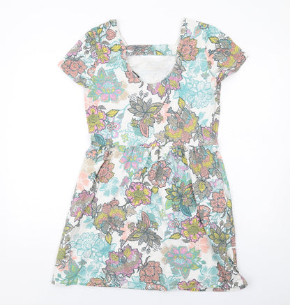NEXT Womens Multicoloured Floral Cotton Mini Size 12 Round Neck Pullover