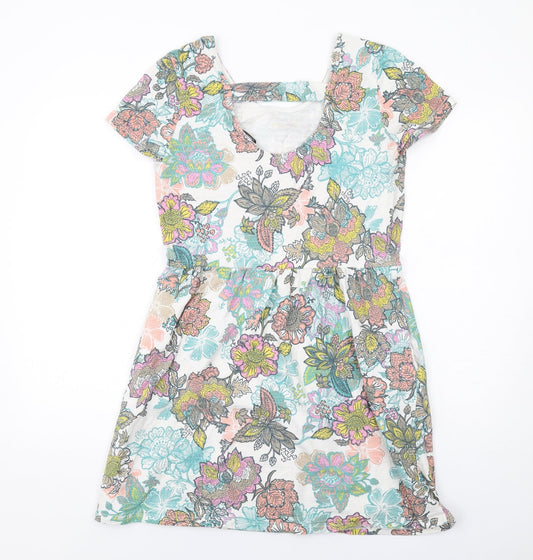 NEXT Womens Multicoloured Floral Cotton Mini Size 12 Round Neck Pullover