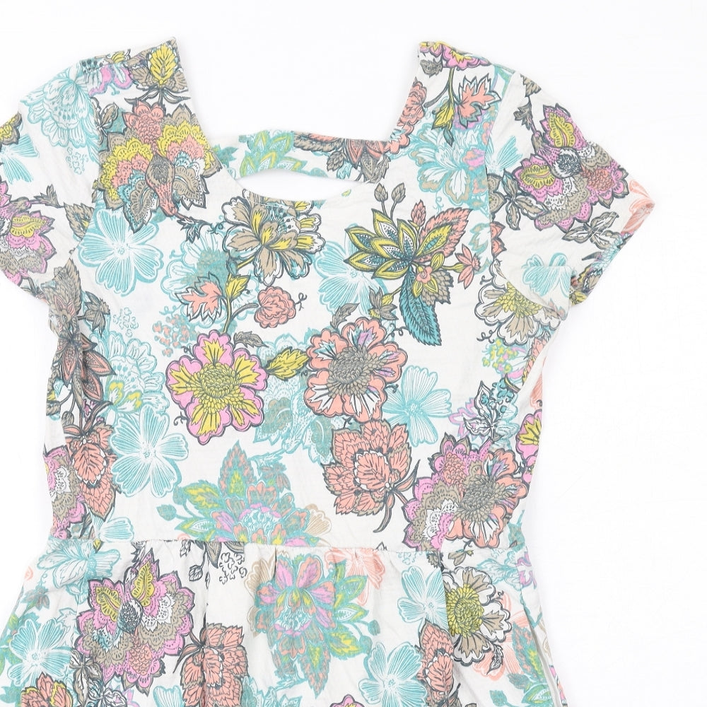 NEXT Womens Multicoloured Floral Cotton Mini Size 12 Round Neck Pullover