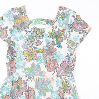 NEXT Womens Multicoloured Floral Cotton Mini Size 12 Round Neck Pullover