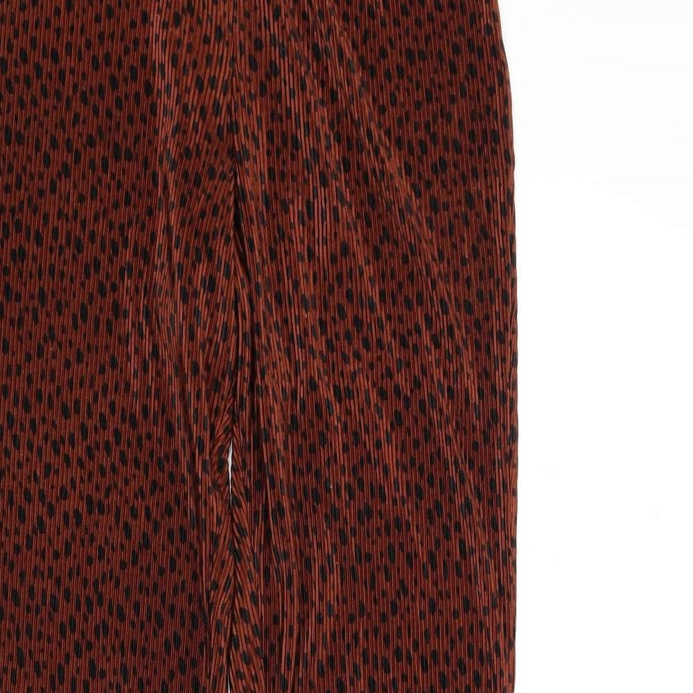 Topshop Womens Brown Animal Print Polyester Trousers Size 8 L32 in Regular - Plisse