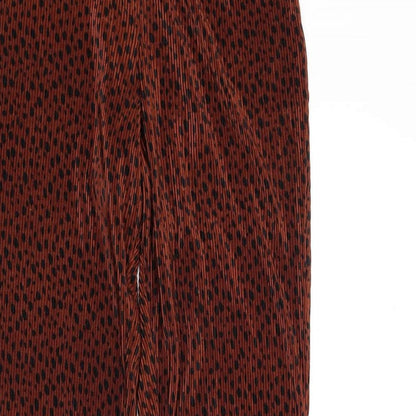 Topshop Womens Brown Animal Print Polyester Trousers Size 8 L32 in Regular - Plisse