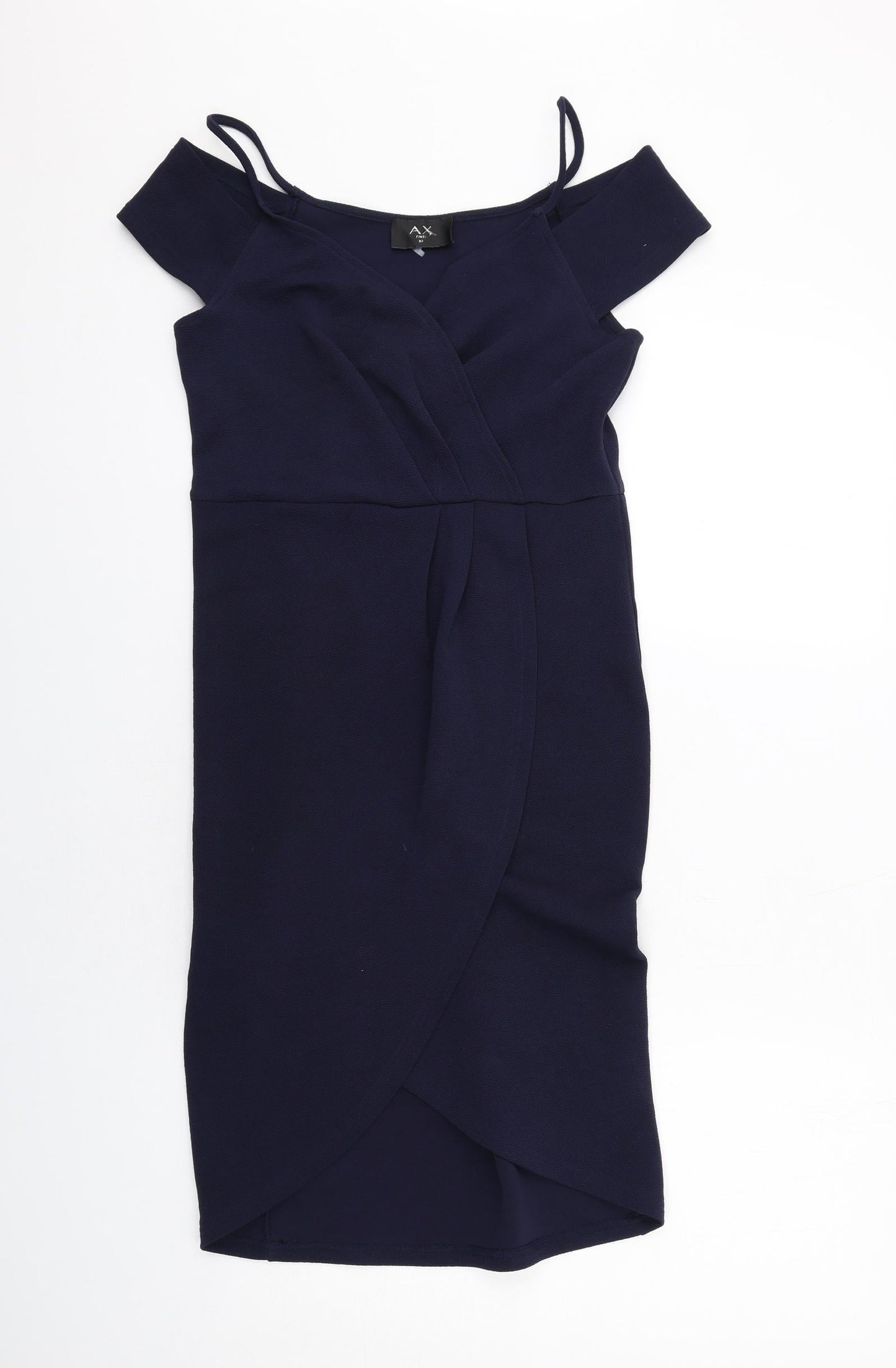 AX Paris Womens Blue Polyester Sheath Size 10 Off the Shoulder Pullover - Wrap Style