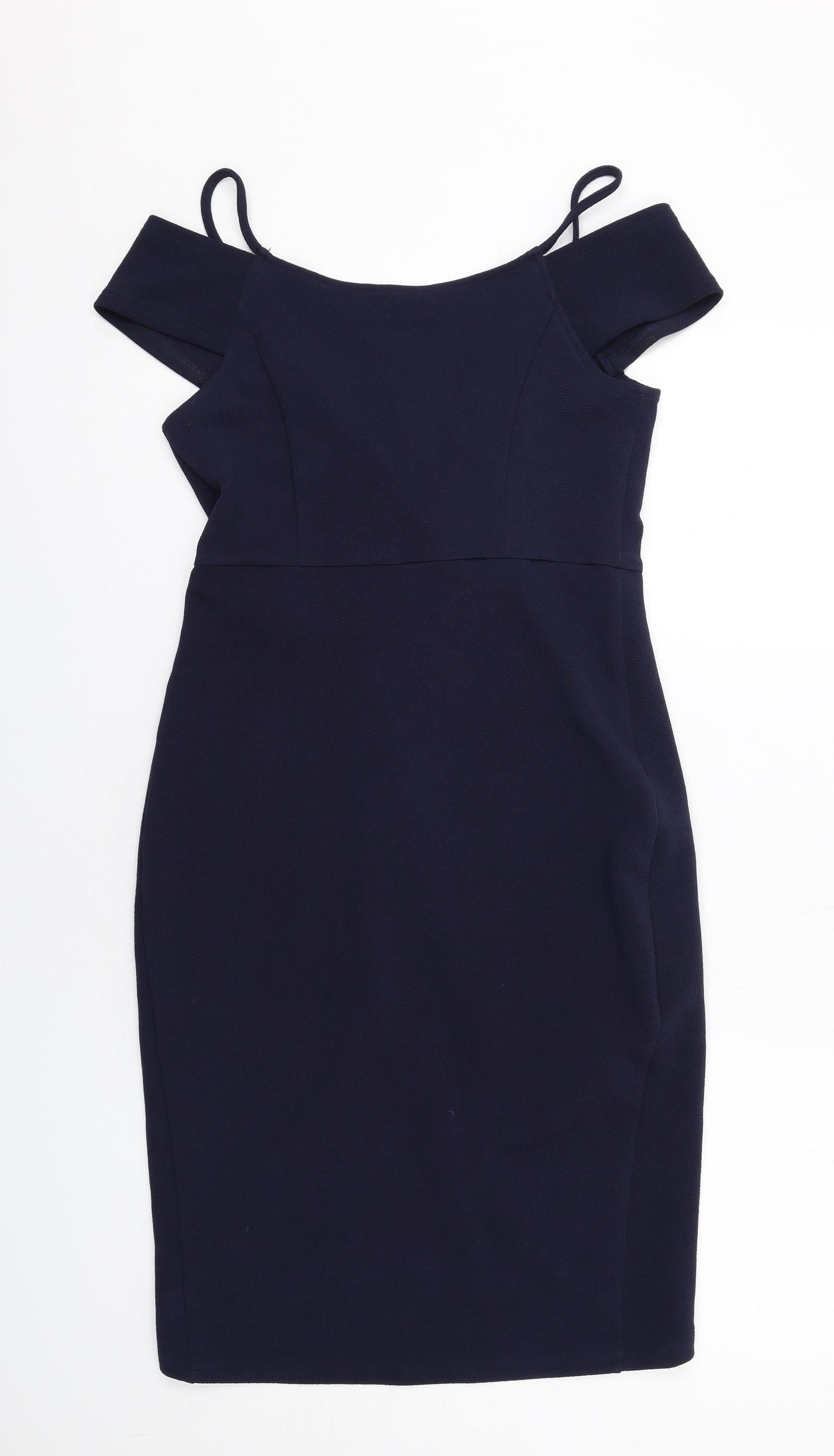 AX Paris Womens Blue Polyester Sheath Size 10 Off the Shoulder Pullover - Wrap Style