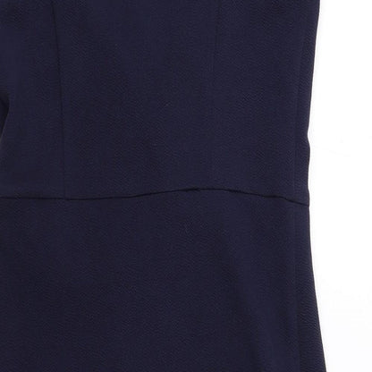 AX Paris Womens Blue Polyester Sheath Size 10 Off the Shoulder Pullover - Wrap Style