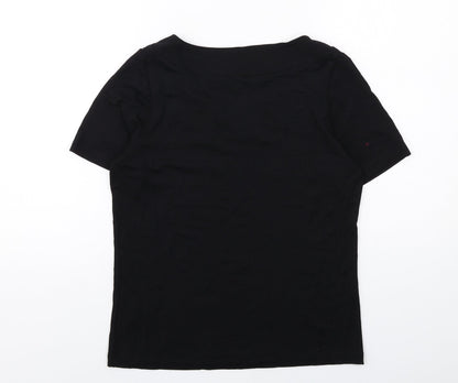EWM Womens Black Viscose Basic T-Shirt Size S Round Neck