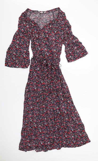 Gap Womens Multicoloured Floral Viscose A-Line Size XS V-Neck Pullover