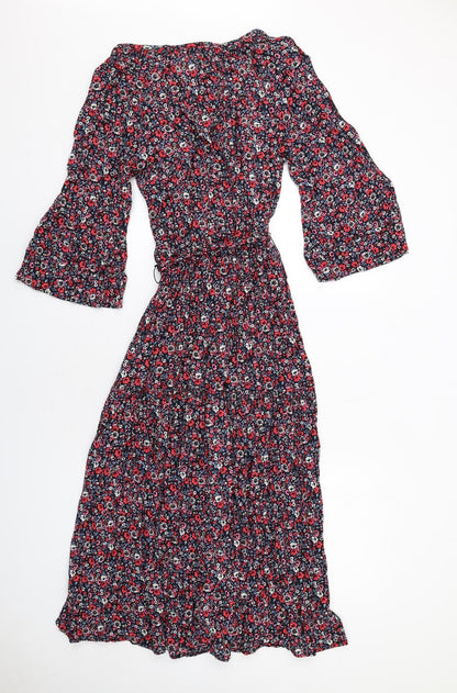 Gap Womens Multicoloured Floral Viscose A-Line Size XS V-Neck Pullover