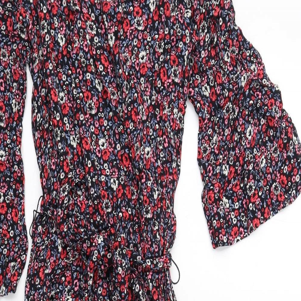 Gap Womens Multicoloured Floral Viscose A-Line Size XS V-Neck Pullover