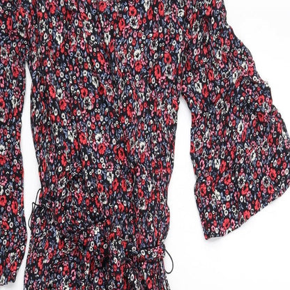 Gap Womens Multicoloured Floral Viscose A-Line Size XS V-Neck Pullover