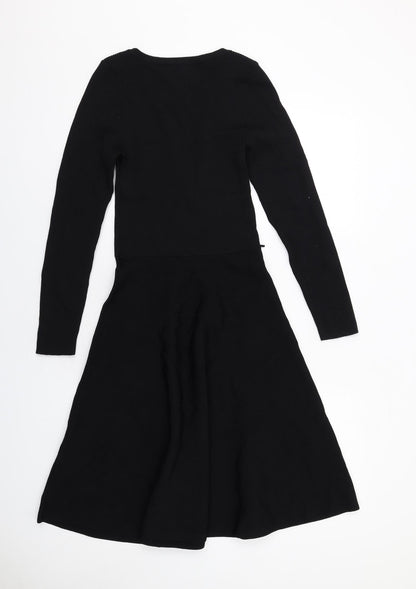 Coast Womens Black Polyamide Fit & Flare Size M Round Neck Pullover