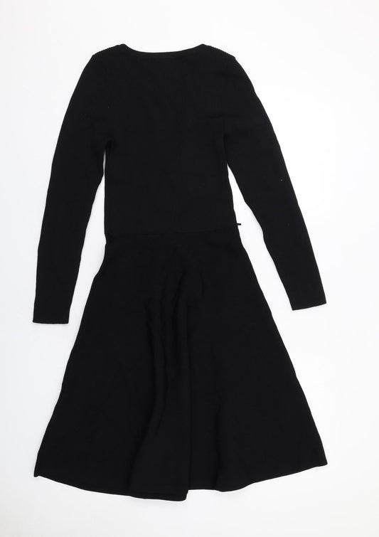 Coast Womens Black Polyamide Fit & Flare Size M Round Neck Pullover