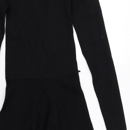 Coast Womens Black Polyamide Fit & Flare Size M Round Neck Pullover