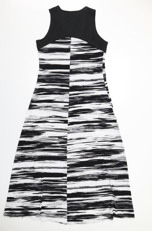 Episode Womens Black Geometric Polyester Trapeze & Swing Size S Scoop Neck Pullover