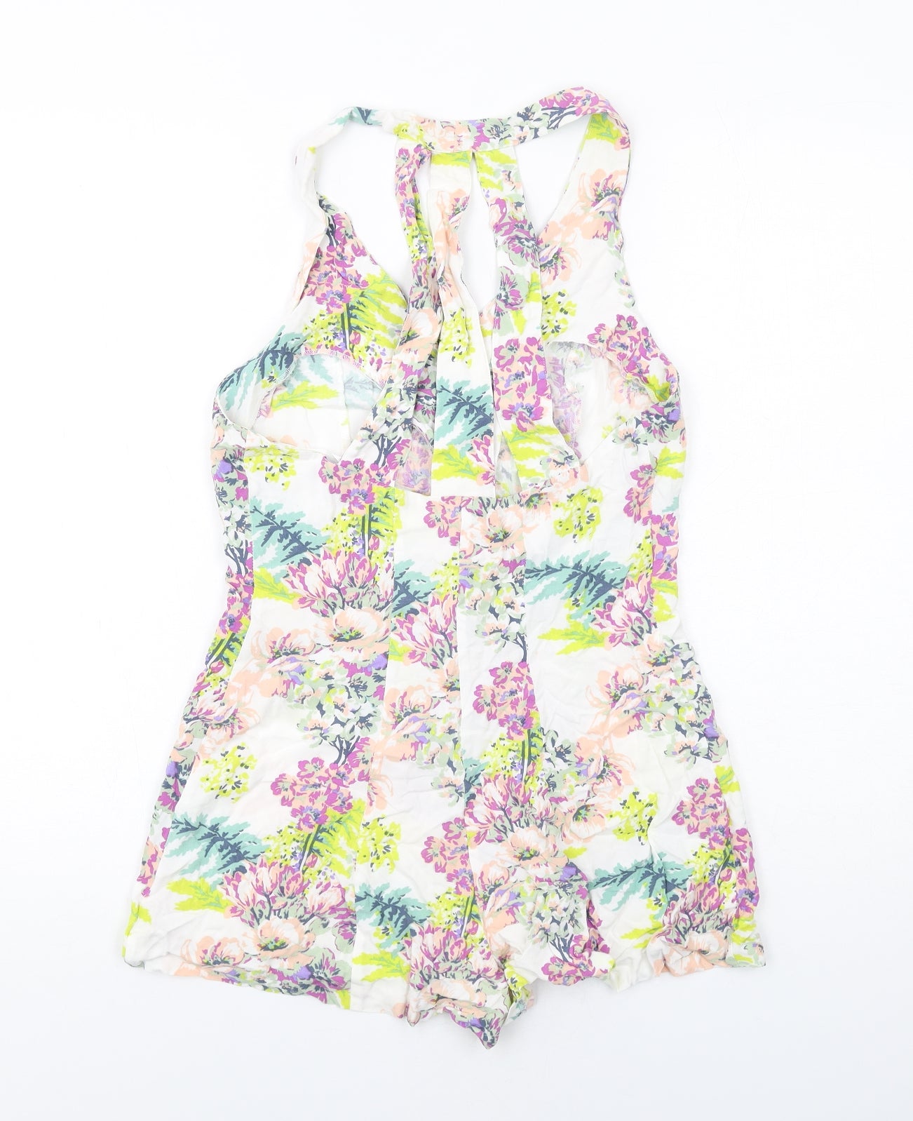 Pins & Needles Womens Multicoloured Floral Viscose Playsuit One-Piece Size S Button