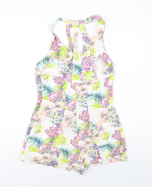 Pins & Needles Womens Multicoloured Floral Viscose Playsuit One-Piece Size S Button