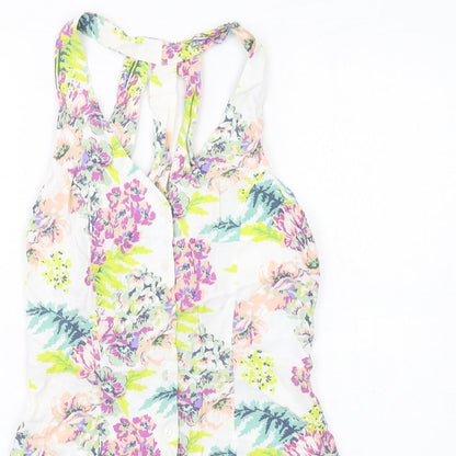 Pins & Needles Womens Multicoloured Floral Viscose Playsuit One-Piece Size S Button