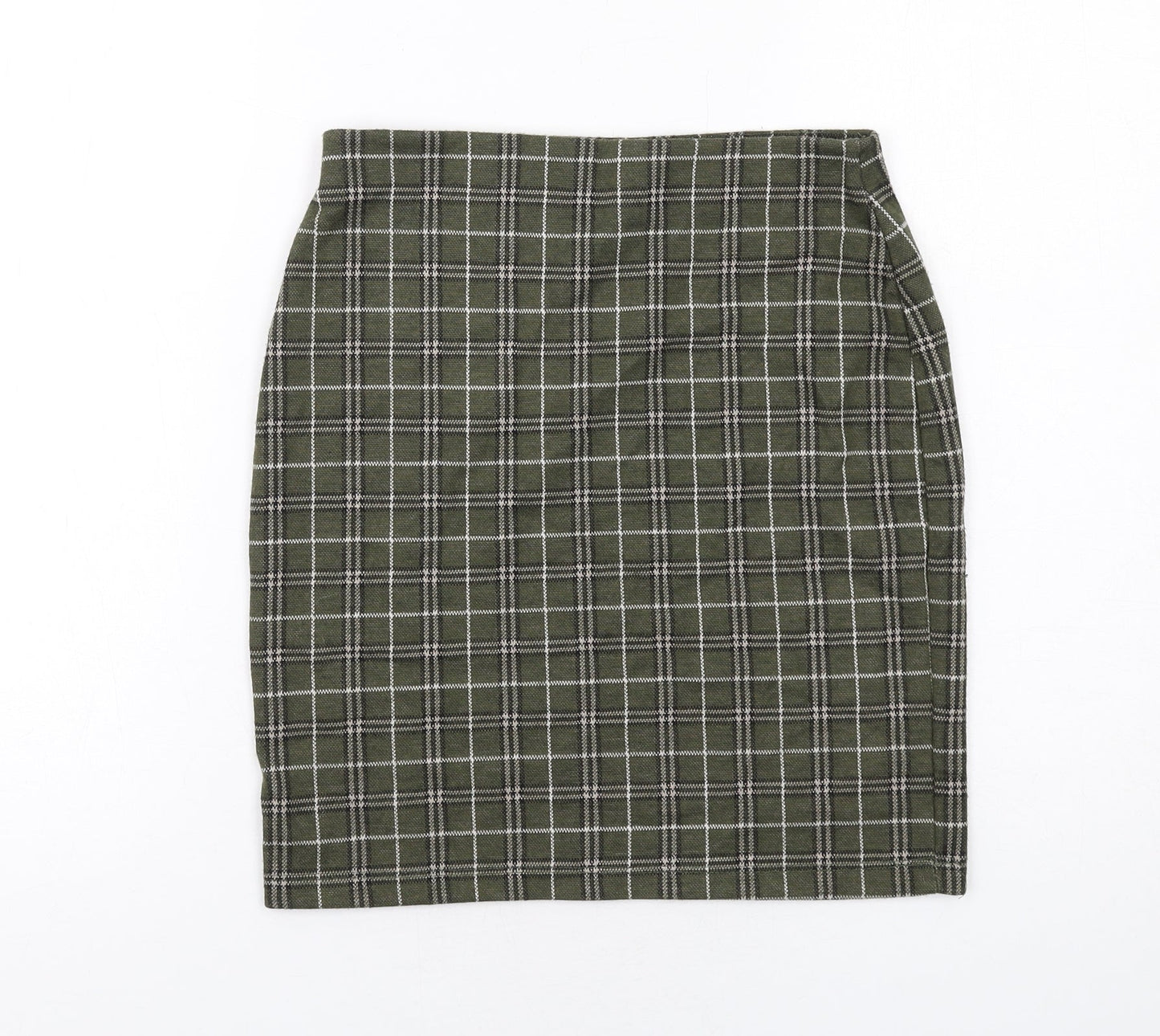 New Look Womens Green Plaid Polyester Straight & Pencil Skirt Size 8