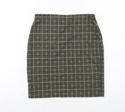 New Look Womens Green Plaid Polyester Straight & Pencil Skirt Size 8