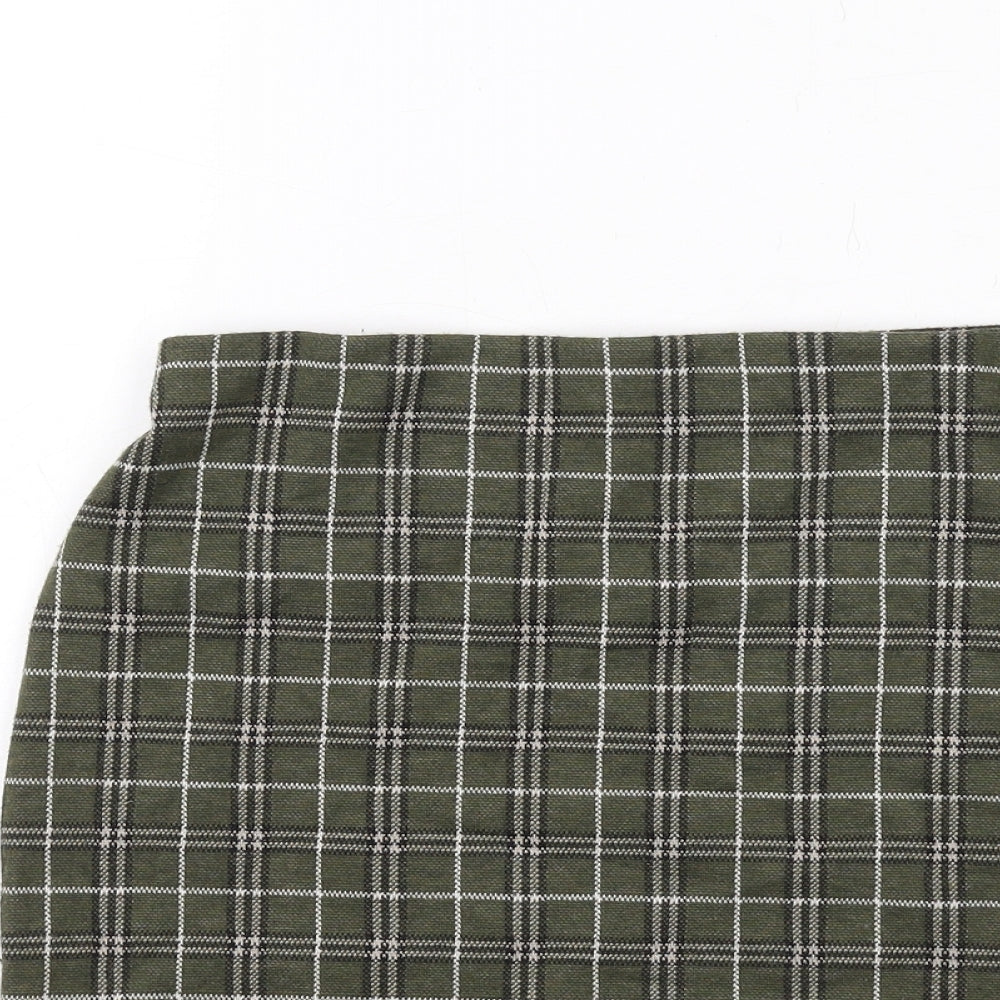 New Look Womens Green Plaid Polyester Straight & Pencil Skirt Size 8