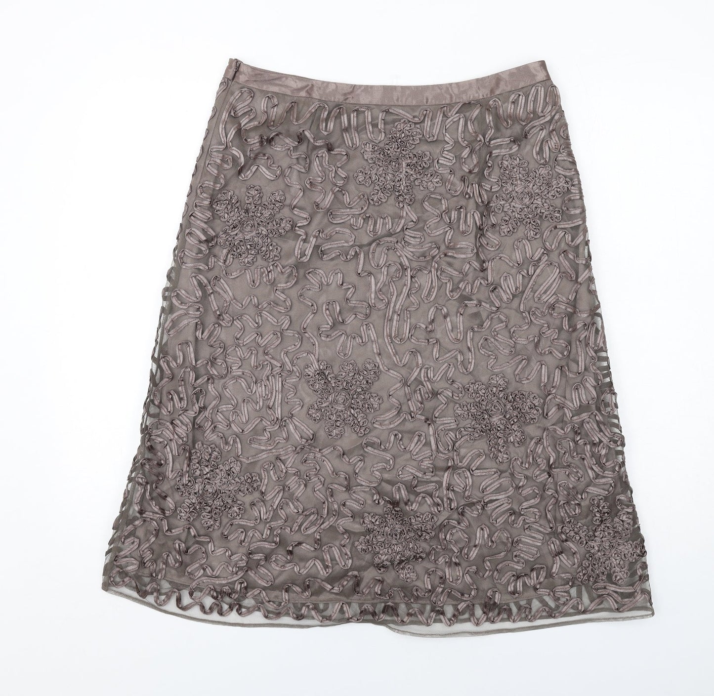 Autograph Womens Brown Geometric Polyester A-Line Skirt Size 12 Zip