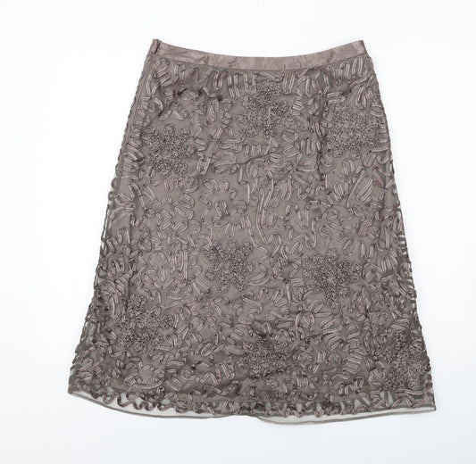 Autograph Womens Brown Geometric Polyester A-Line Skirt Size 12 Zip