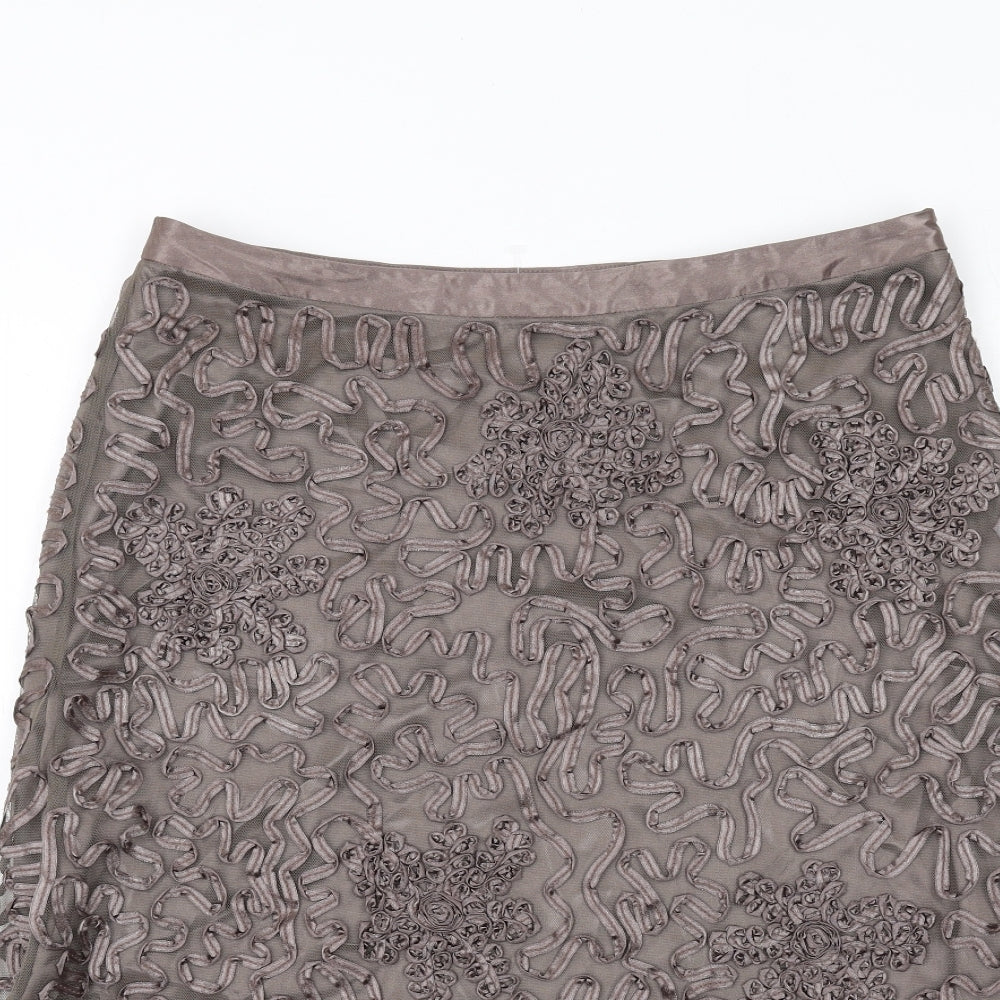 Autograph Womens Brown Geometric Polyester A-Line Skirt Size 12 Zip