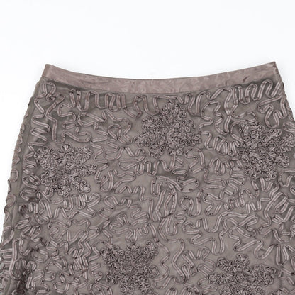 Autograph Womens Brown Geometric Polyester A-Line Skirt Size 12 Zip