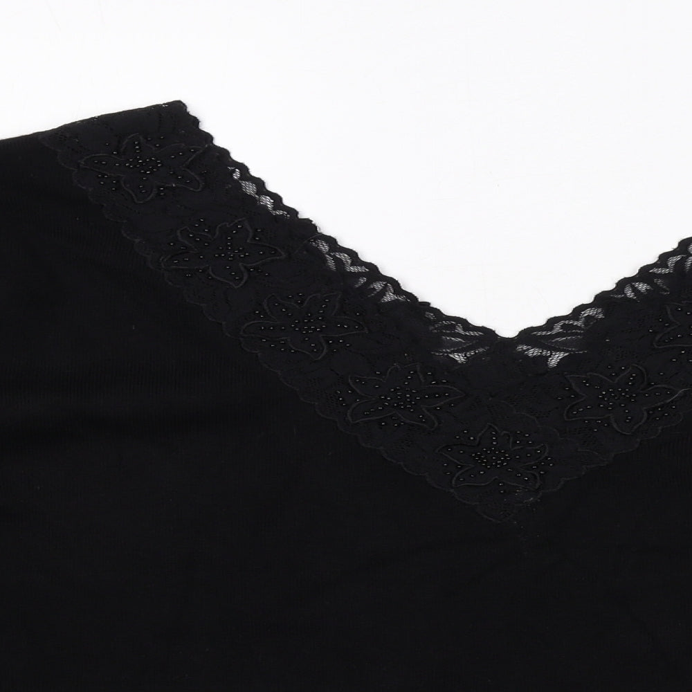 Alex & Co. Womens Black V-Neck Viscose Pullover Jumper Size 16 - Lace Trim