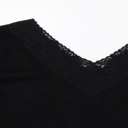 Alex & Co. Womens Black V-Neck Viscose Pullover Jumper Size 16 - Lace Trim