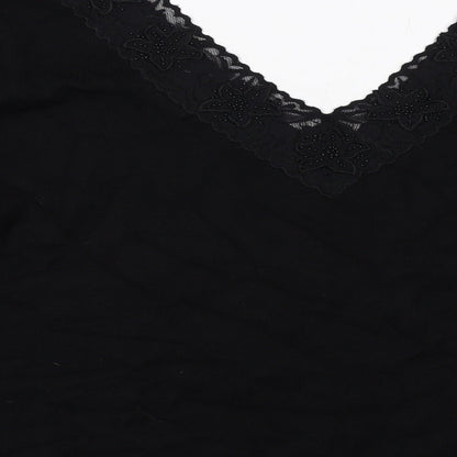 Alex & Co. Womens Black V-Neck Viscose Pullover Jumper Size 16 - Lace Trim