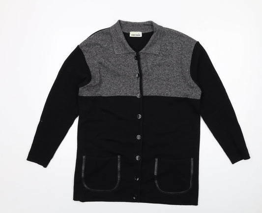 Gerry Weber Womens Black Collared Wool Cardigan Jumper Size 8