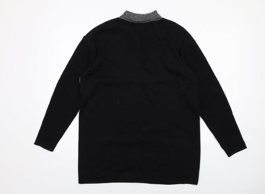 Gerry Weber Womens Black Collared Wool Cardigan Jumper Size 8