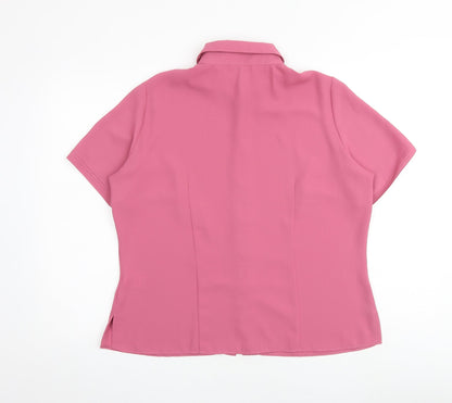 Womens UK Size 16 Marks and Spencer Pink Basic Button-Up