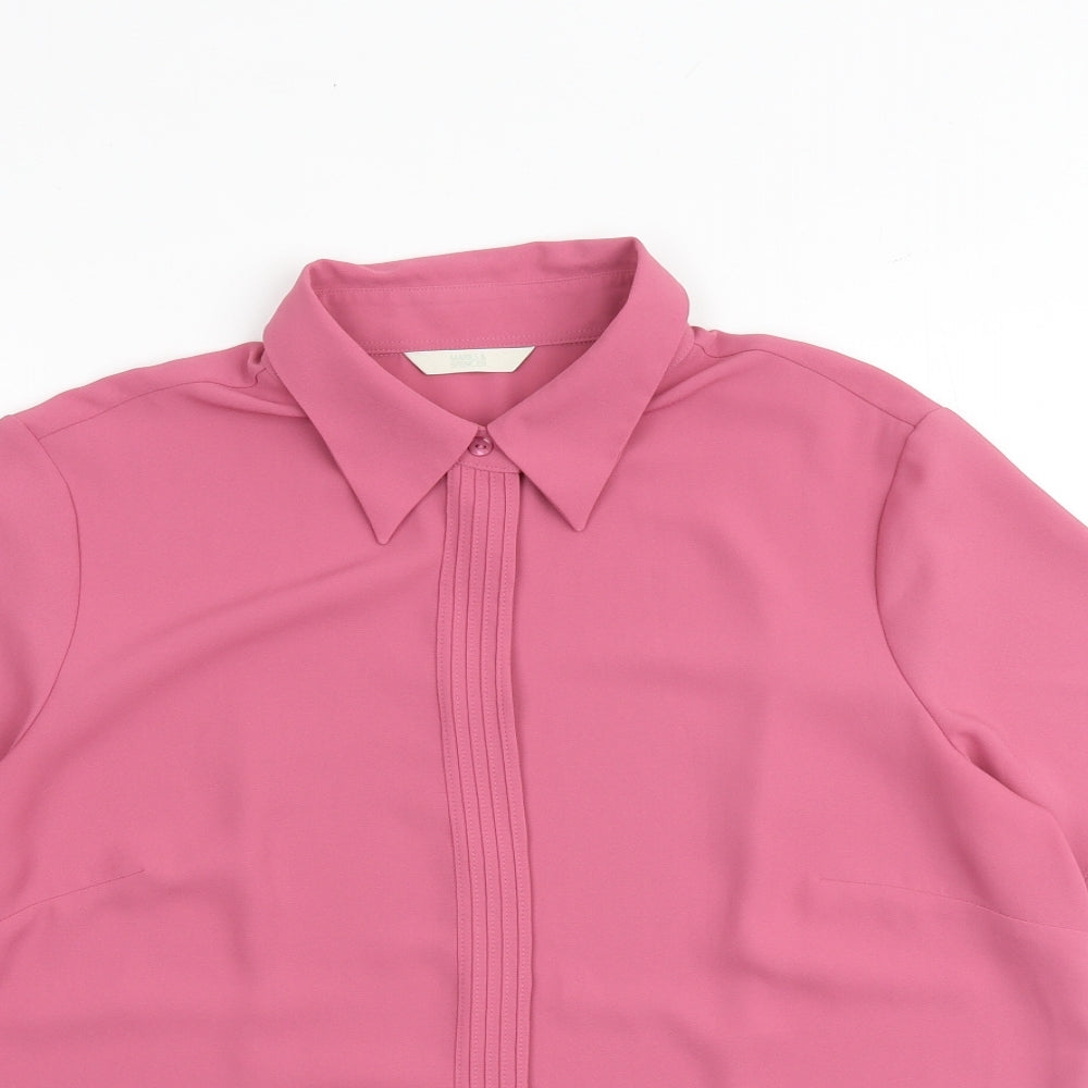 Womens UK Size 16 Marks and Spencer Pink Basic Button-Up