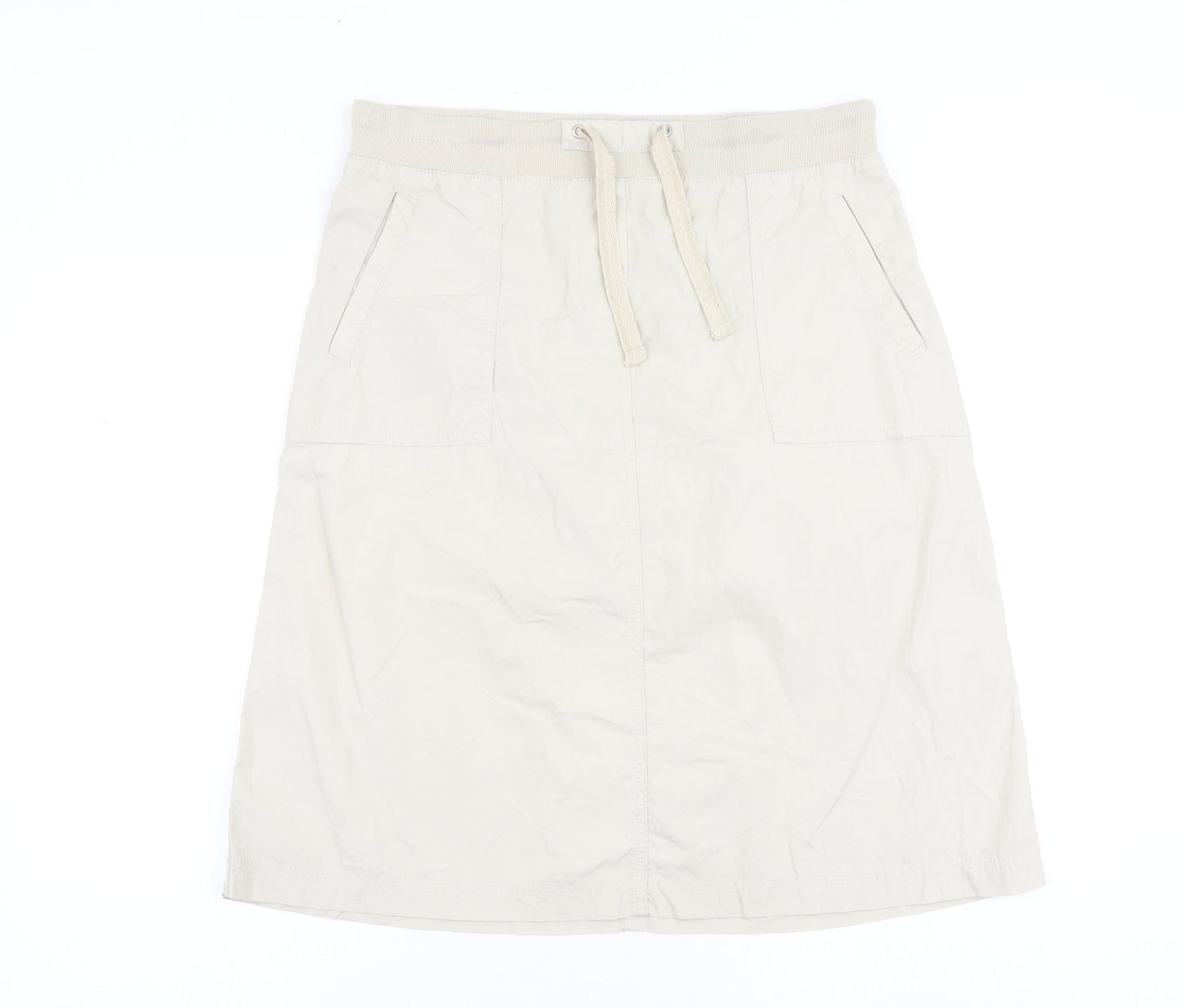 Damart Womens Beige Cotton A-Line Skirt Size 12 Tie