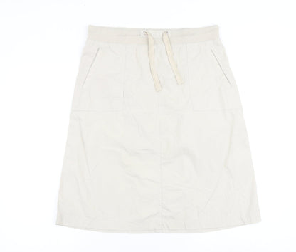 Damart Womens Beige Cotton A-Line Skirt Size 12 Tie