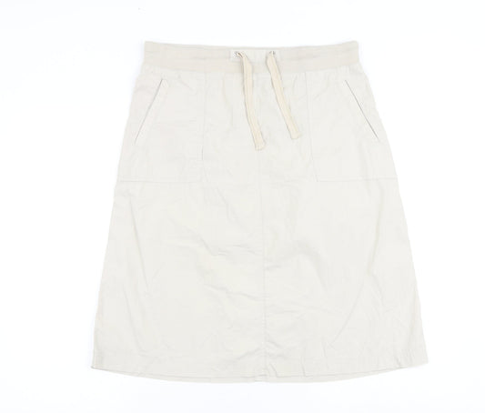 Damart Womens Beige Cotton A-Line Skirt Size 12 Tie