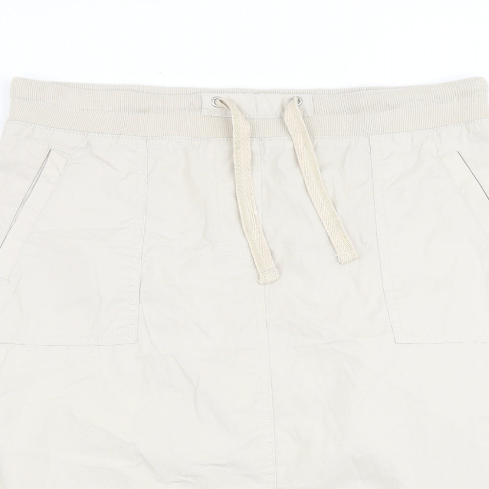 Damart Womens Beige Cotton A-Line Skirt Size 12 Tie