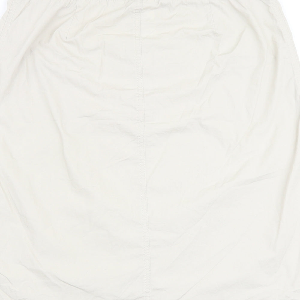 Damart Womens Beige Cotton A-Line Skirt Size 12 Tie