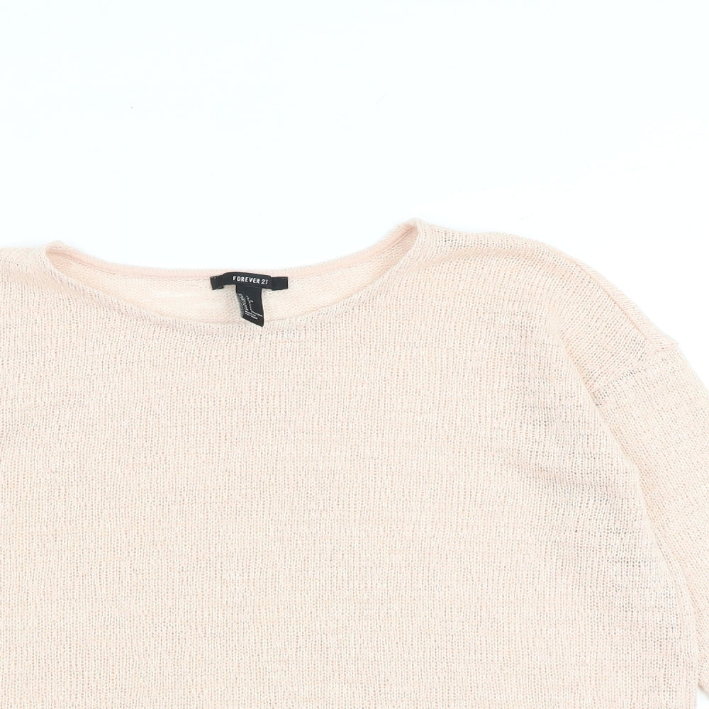 Womens UK Size L FOREVER 21 Pink Pullover Jumper