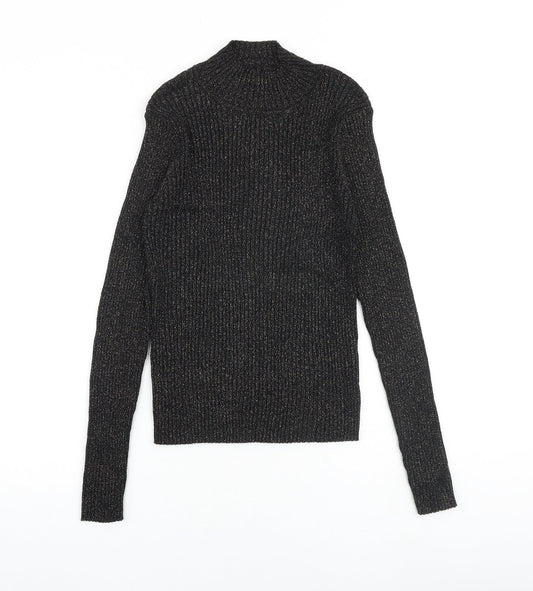 Glamorous Womens Black Mock Neck Viscose Pullover Jumper Size L