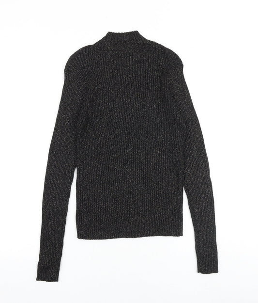 Glamorous Womens Black Mock Neck Viscose Pullover Jumper Size L