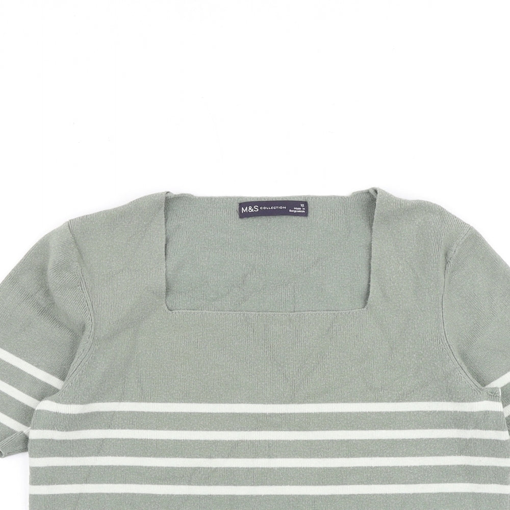 Womens UK Size 12 Marks and Spencer Green Pullover Jumper