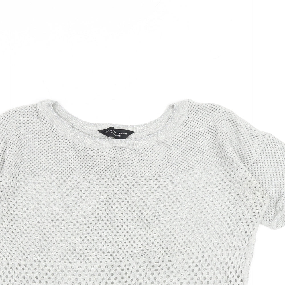 Womens UK Size 10 Dorothy Perkins Grey Basic T-Shirt