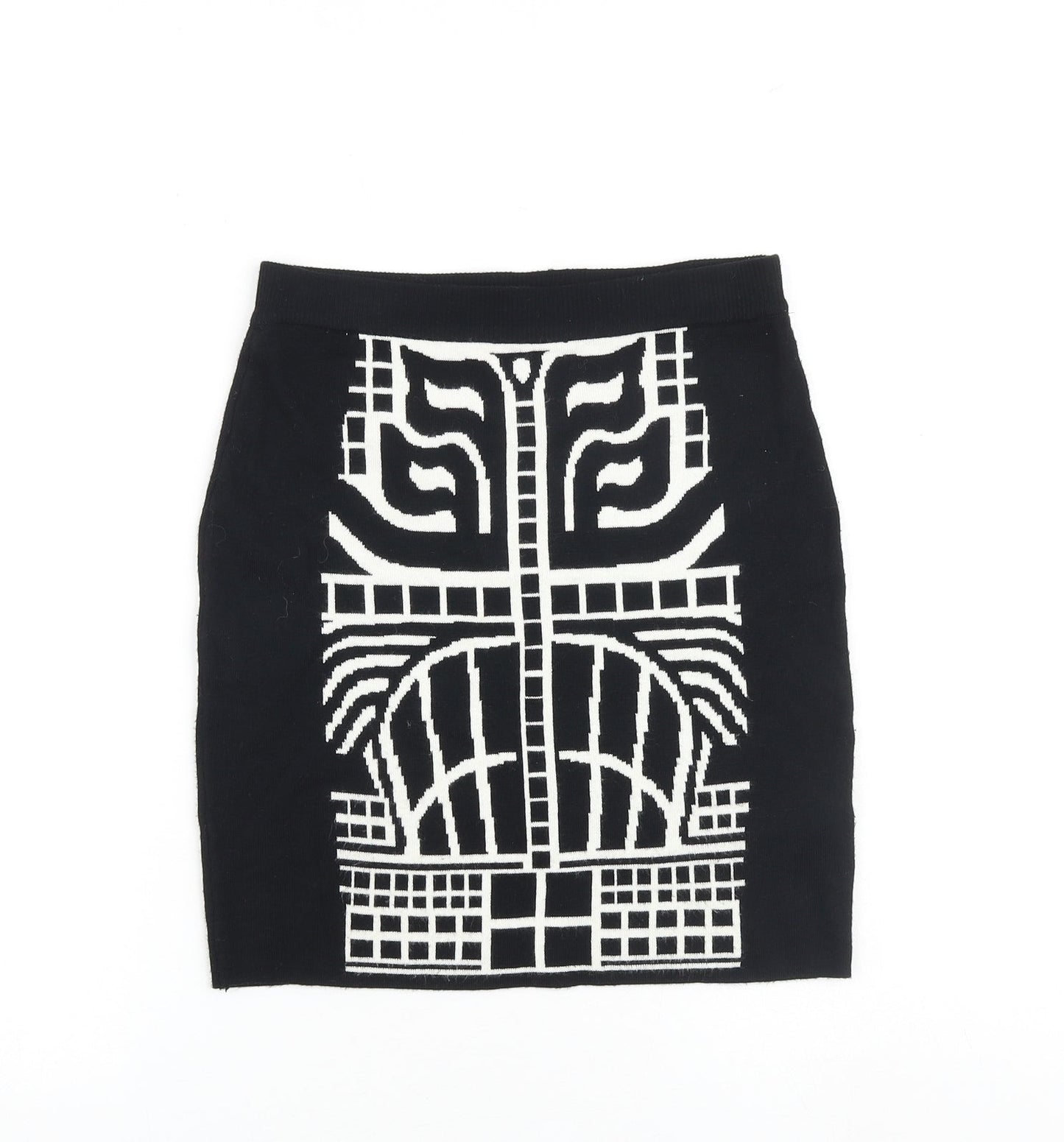 Apricot Womens Black Geometric Viscose Bandage Skirt Size 10