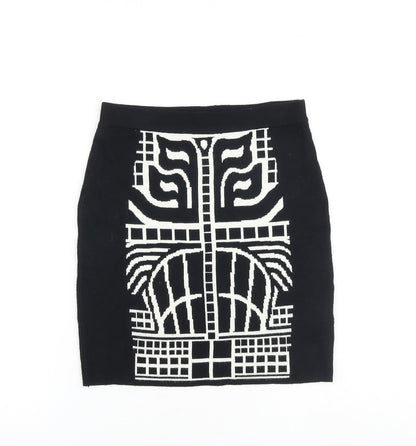 Apricot Womens Black Geometric Viscose Bandage Skirt Size 10