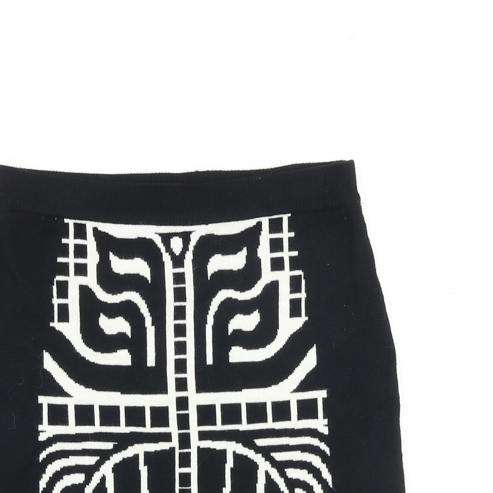 Apricot Womens Black Geometric Viscose Bandage Skirt Size 10
