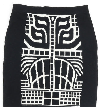 Apricot Womens Black Geometric Viscose Bandage Skirt Size 10